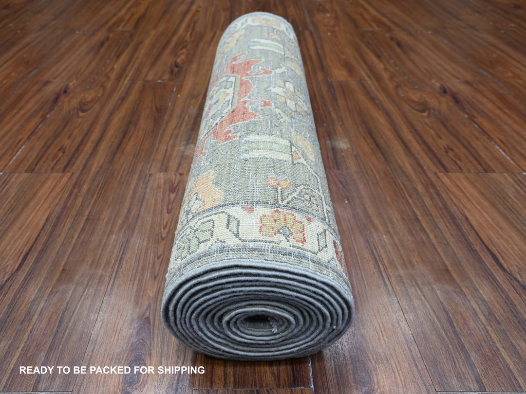 2'5" x 15'11" New Hand Knotted Green Wool Runner Oriental Rug - MOA10274889