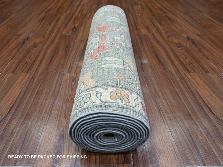 2'5" x 15'11" New Hand Knotted Green Wool Runner Oriental Rug - MOA10274889