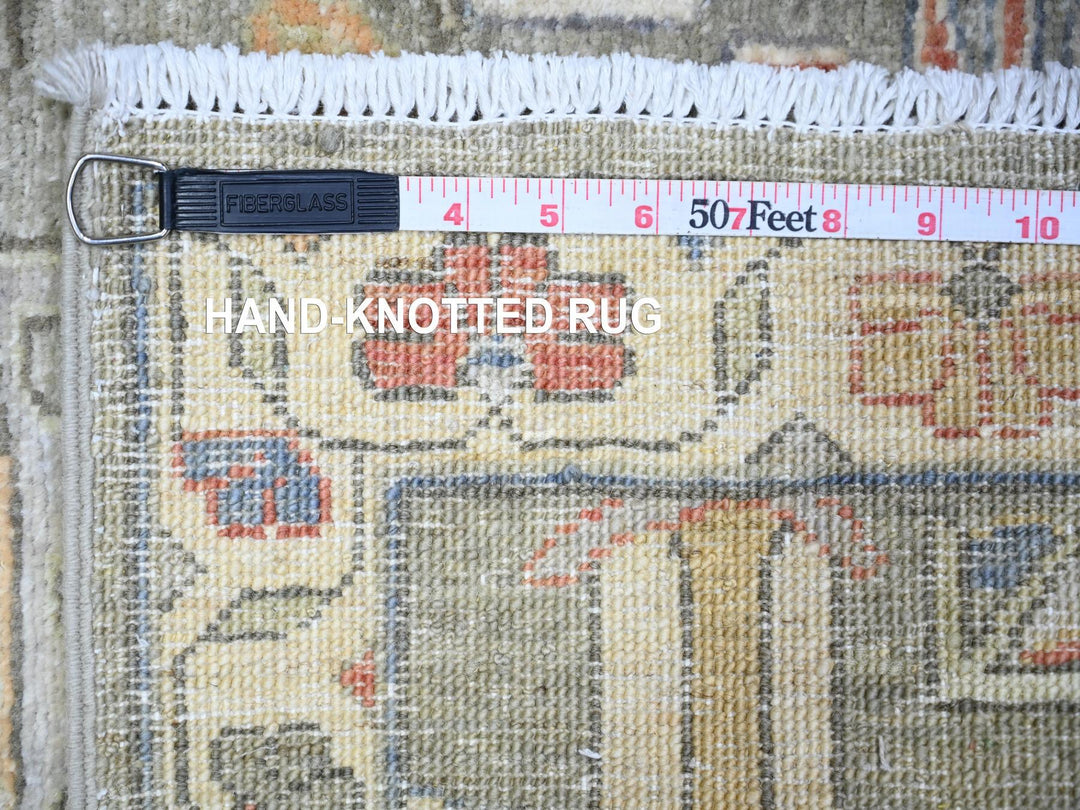 2'5" x 15'11" New Hand Knotted Green Wool Runner Oriental Rug - MOA10274889