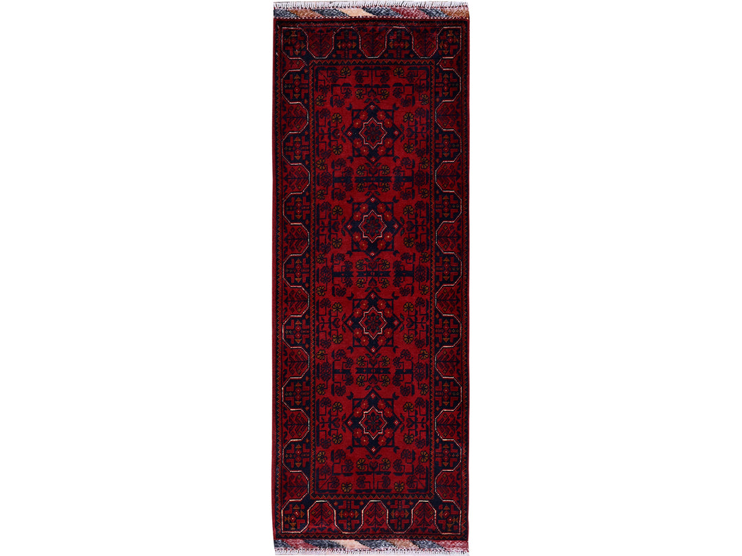 1'10" x 5'0" New Hand Knotted Red Wool Runner Oriental Rug - MOA102748