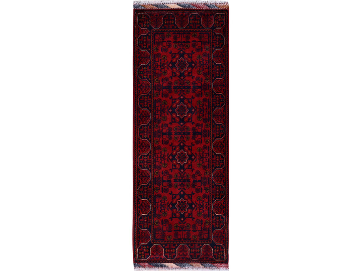 1'10" x 5'0" New Hand Knotted Red Wool Runner Oriental Rug - MOA102748