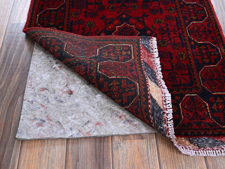 1'10" x 5'0" New Hand Knotted Red Wool Runner Oriental Rug - MOA102748