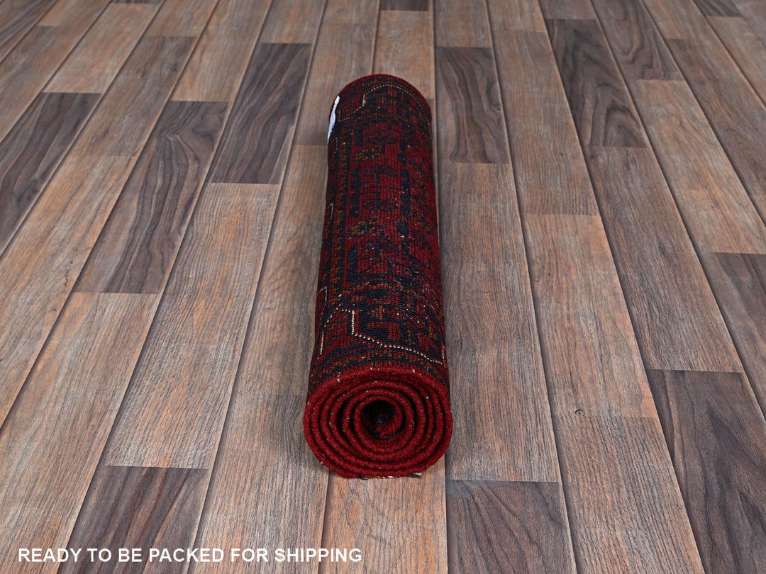 1'10" x 5'0" New Hand Knotted Red Wool Runner Oriental Rug - MOA102748