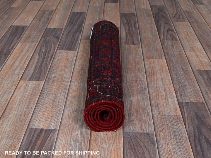 1'10" x 5'0" New Hand Knotted Red Wool Runner Oriental Rug - MOA102748