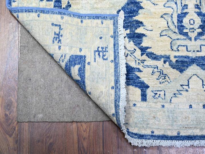 4'2" x 9'7" New Hand Knotted Blue Wool Runner Oriental Rug - MOA10274902