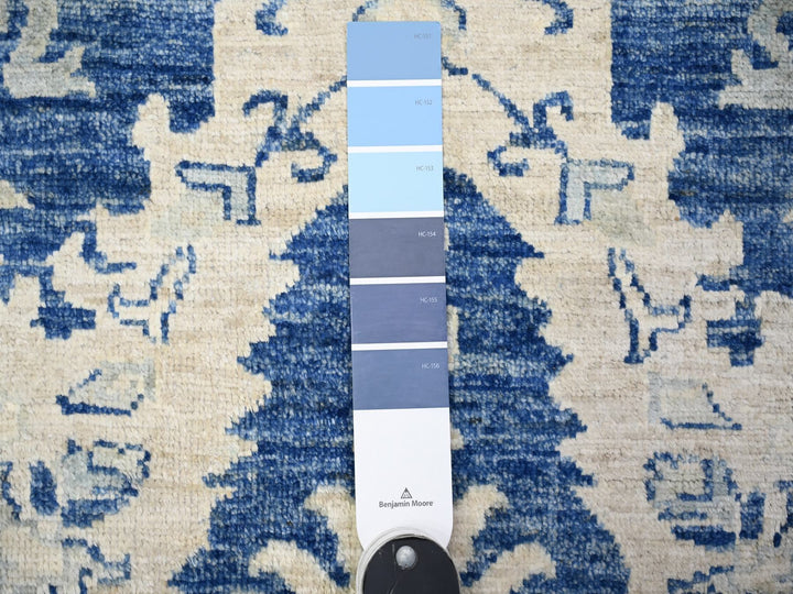 4'2" x 9'7" New Hand Knotted Blue Wool Runner Oriental Rug - MOA10274902