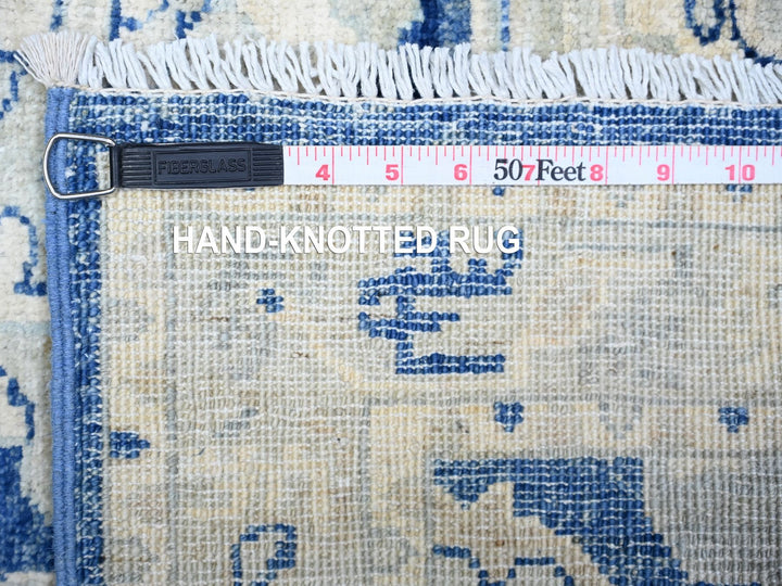 4'2" x 9'7" New Hand Knotted Blue Wool Runner Oriental Rug - MOA10274902