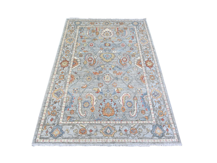 4'3" x 6'0" New Hand Knotted Grey Wool Rectangle Oriental Rug - MOA10274903