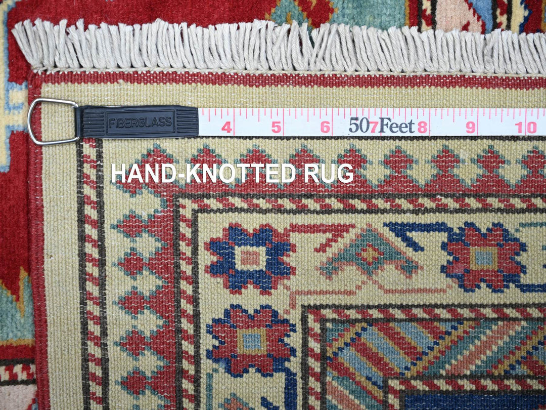 6'9" x 9'4" New Hand Knotted Ivory Wool Rectangle Oriental Rug - MOA10274922