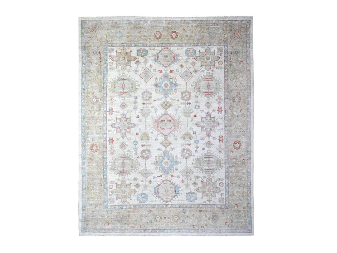 8'0" x 9'9" New Hand Knotted Ivory Wool Rectangle Oriental Rug - MOA10274926