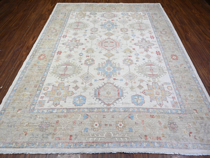 8'0" x 9'9" New Hand Knotted Ivory Wool Rectangle Oriental Rug - MOA10274926