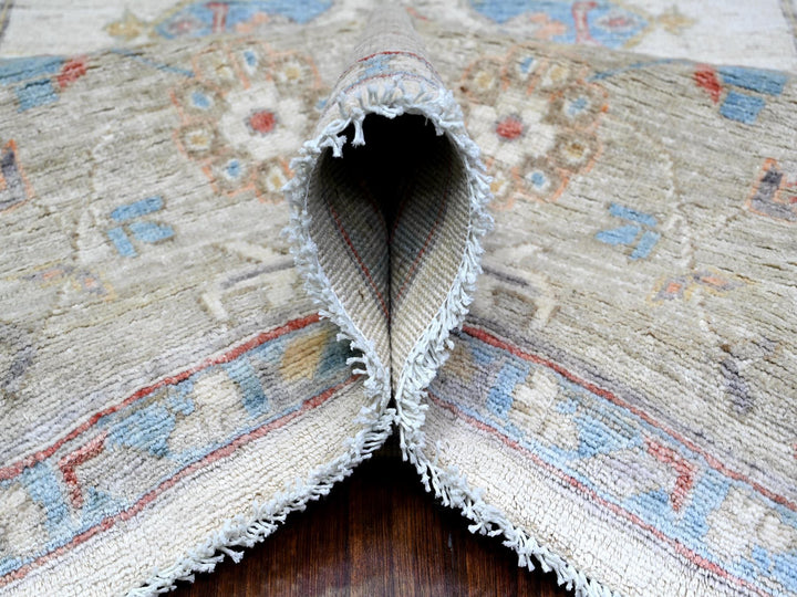 8'0" x 9'9" New Hand Knotted Ivory Wool Rectangle Oriental Rug - MOA10274926