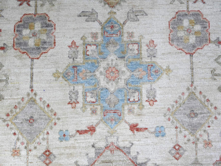 8'0" x 9'9" New Hand Knotted Ivory Wool Rectangle Oriental Rug - MOA10274926