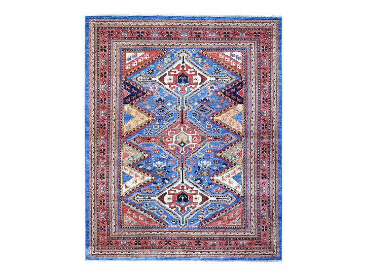 8'4" x 9'10" New Hand Knotted Blue Wool Rectangle Oriental Rug - MOA10274928