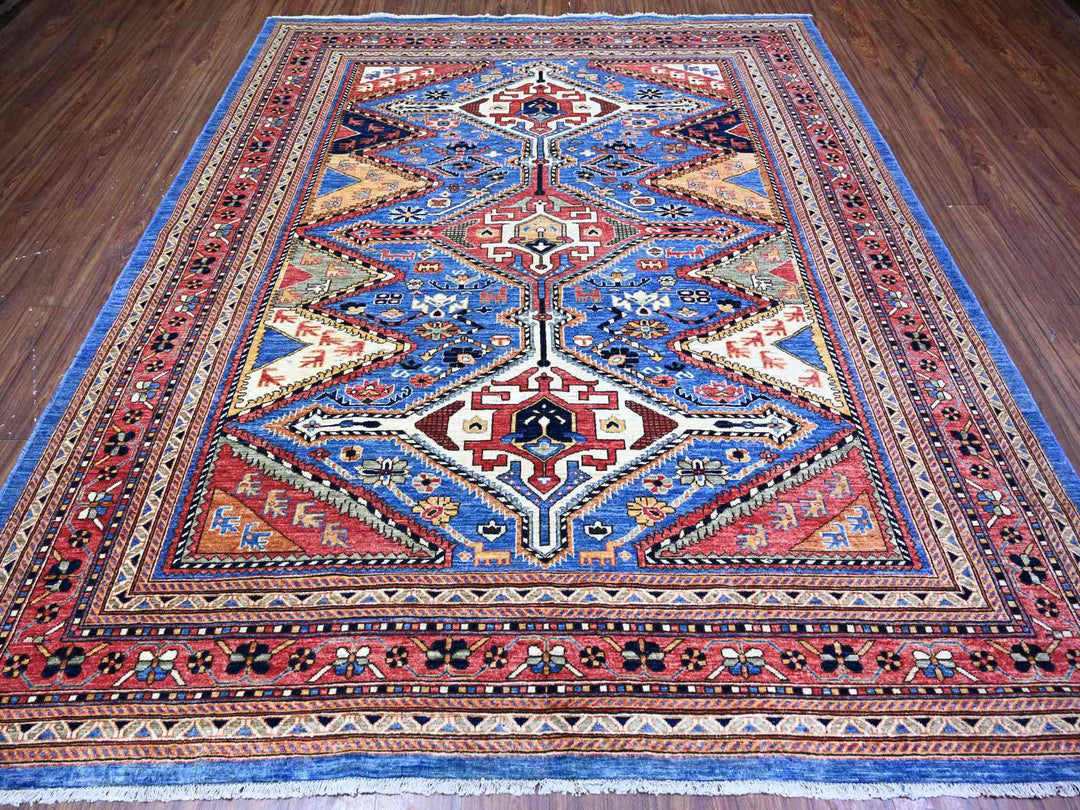 8'4" x 9'10" New Hand Knotted Blue Wool Rectangle Oriental Rug - MOA10274928