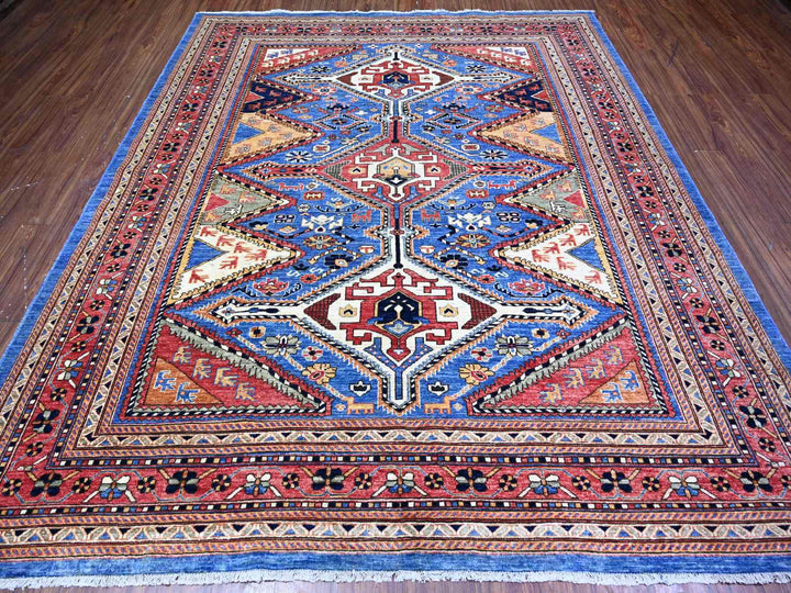 8'4" x 9'10" New Hand Knotted Blue Wool Rectangle Oriental Rug - MOA10274928