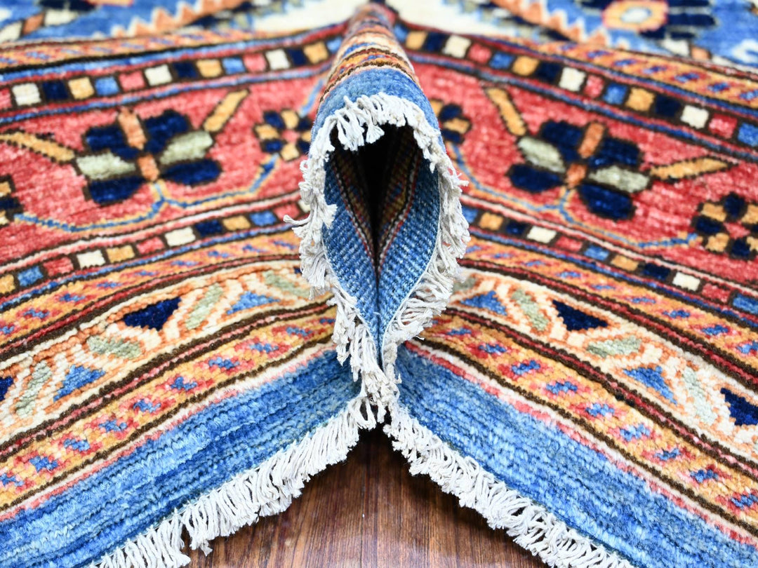 8'4" x 9'10" New Hand Knotted Blue Wool Rectangle Oriental Rug - MOA10274928