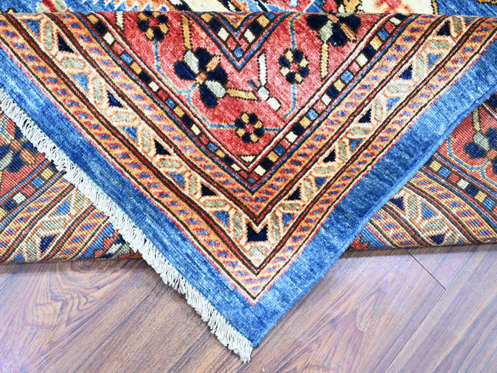 8'4" x 9'10" New Hand Knotted Blue Wool Rectangle Oriental Rug - MOA10274928