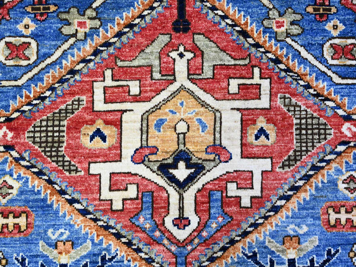 8'4" x 9'10" New Hand Knotted Blue Wool Rectangle Oriental Rug - MOA10274928