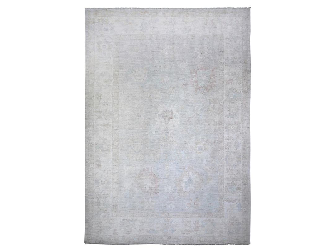11'9" x 17'0" New Hand Knotted Grey Wool Rectangle Oriental Rug - MOA10274946
