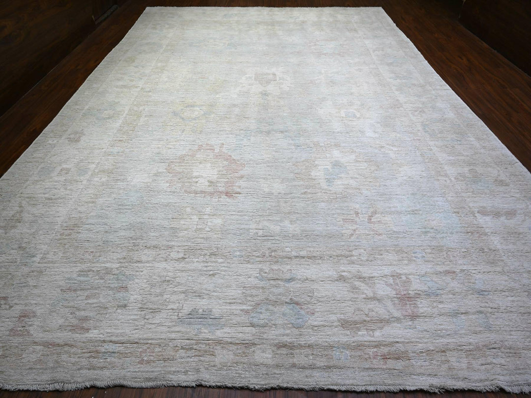 11'9" x 17'0" New Hand Knotted Grey Wool Rectangle Oriental Rug - MOA10274946