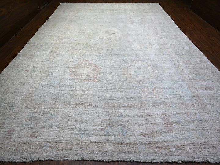 11'9" x 17'0" New Hand Knotted Grey Wool Rectangle Oriental Rug - MOA10274946