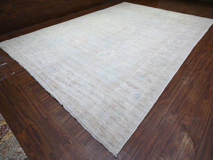11'9" x 17'0" New Hand Knotted Grey Wool Rectangle Oriental Rug - MOA10274946