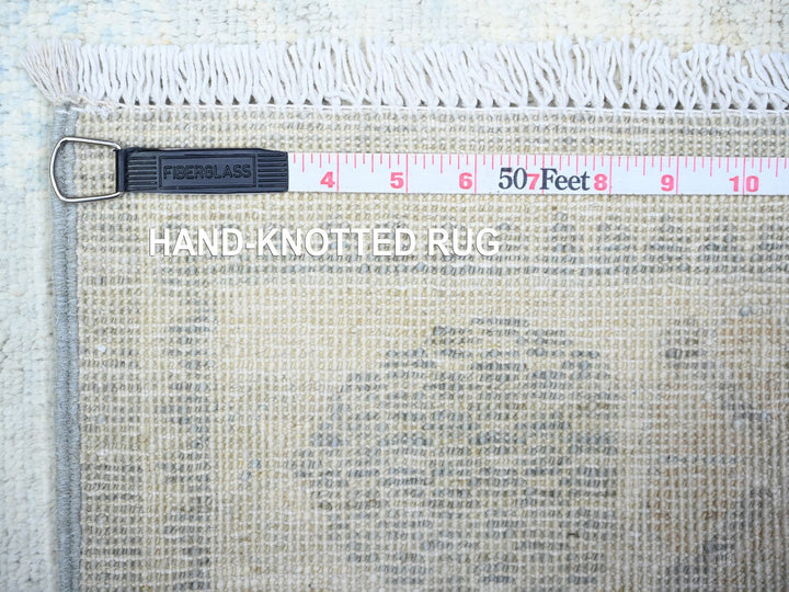3'9" x 9'9" New Hand Knotted Grey Wool Runner Oriental Rug - MOA10274950