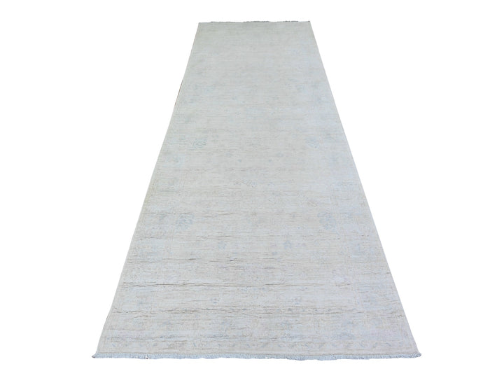 3'10" x 11'2" New Hand Knotted Ivory Wool Runner Oriental Rug - MOA10274951