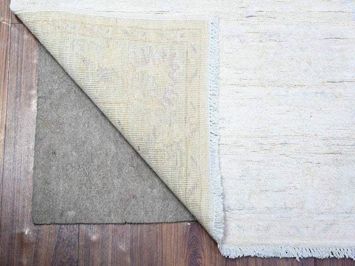 3'10" x 11'2" New Hand Knotted Ivory Wool Runner Oriental Rug - MOA10274951