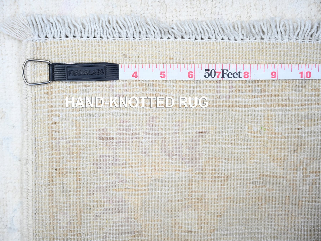 3'10" x 11'2" New Hand Knotted Ivory Wool Runner Oriental Rug - MOA10274951