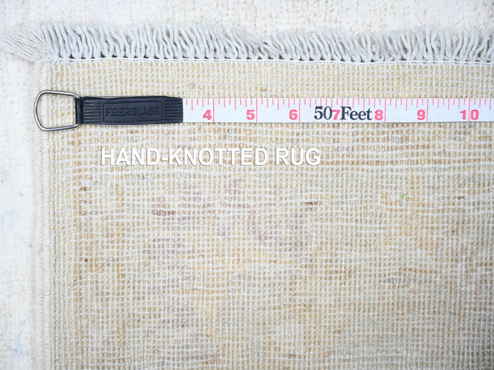 3'10" x 11'2" New Hand Knotted Ivory Wool Runner Oriental Rug - MOA10274951