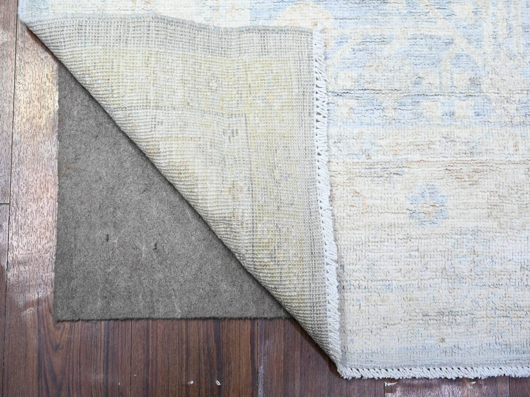 3'11" x 10'0" New Hand Knotted Grey Wool Runner Oriental Rug - MOA10274952