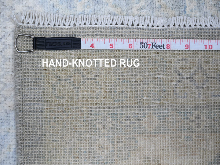 3'11" x 10'0" New Hand Knotted Grey Wool Runner Oriental Rug - MOA10274952