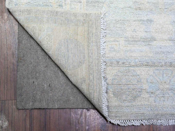 4'0" x 12'2" New Hand Knotted Grey Wool Runner Oriental Rug - MOA10274953