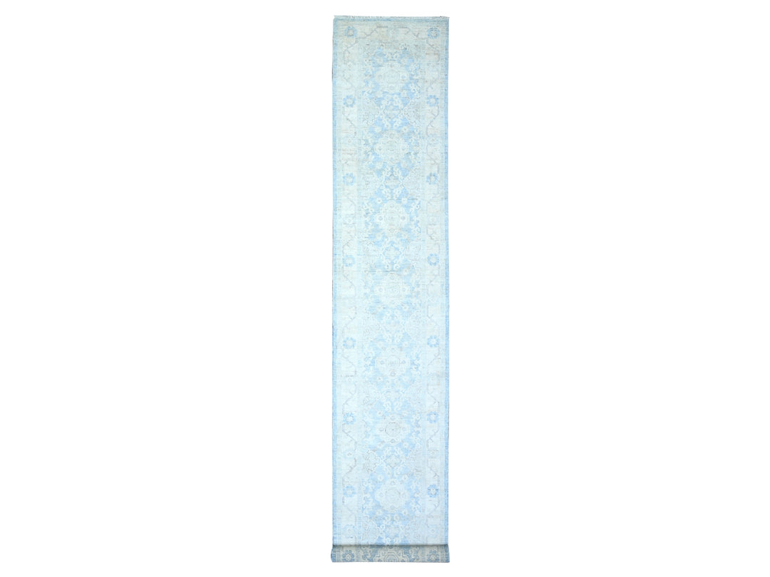 2'8" x 16'2" New Hand Knotted Blue Wool Runner Oriental Rug - MOA10274954