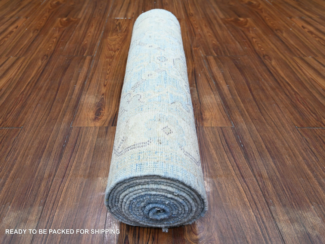 2'8" x 16'2" New Hand Knotted Blue Wool Runner Oriental Rug - MOA10274954