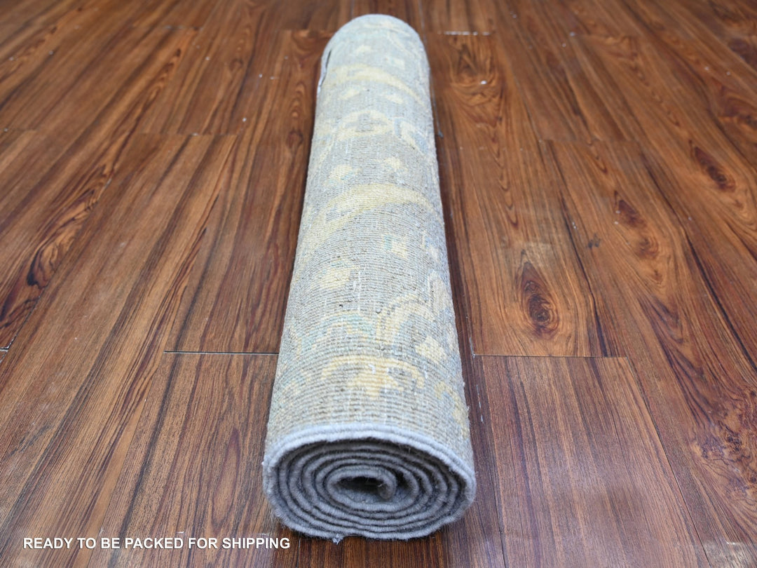 2'6" x 5'8" New Hand Knotted Grey Wool Rectangle Oriental Rug - MOA10274955