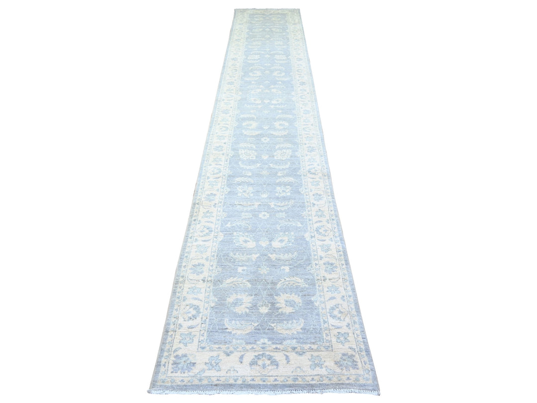 2'6" x 14'8" New Hand Knotted Grey Wool Runner Oriental Rug - MOA10274956