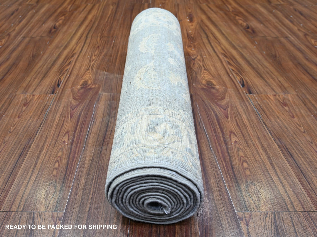 2'6" x 14'8" New Hand Knotted Grey Wool Runner Oriental Rug - MOA10274956