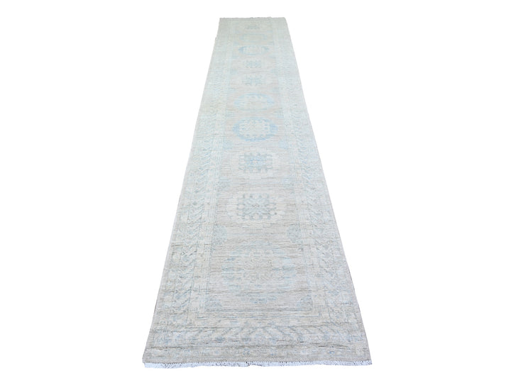 2'10" x 15'0" New Hand Knotted Grey Wool Runner Oriental Rug - MOA10274958