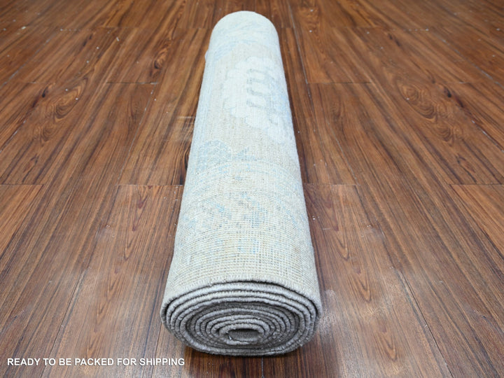 2'10" x 15'0" New Hand Knotted Grey Wool Runner Oriental Rug - MOA10274958
