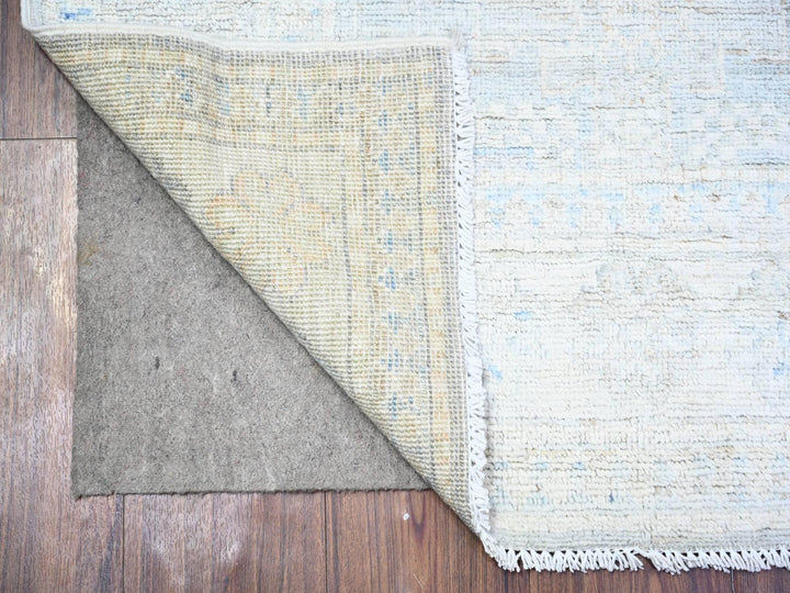 3'1" x 10'0" New Hand Knotted Grey Wool Runner Oriental Rug - MOA10274959
