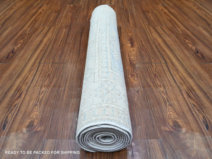 3'1" x 10'0" New Hand Knotted Grey Wool Runner Oriental Rug - MOA10274959