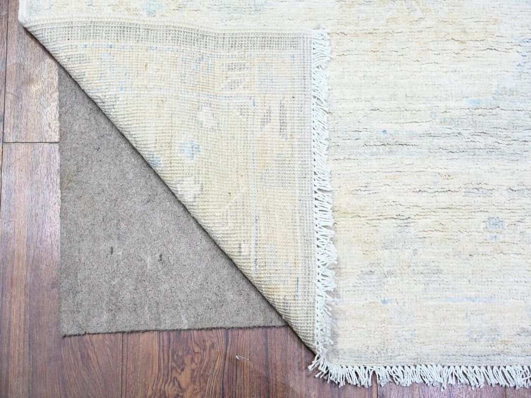 3'1" x 12'0" New Hand Knotted Ivory Wool Runner Oriental Rug - MOA10274961