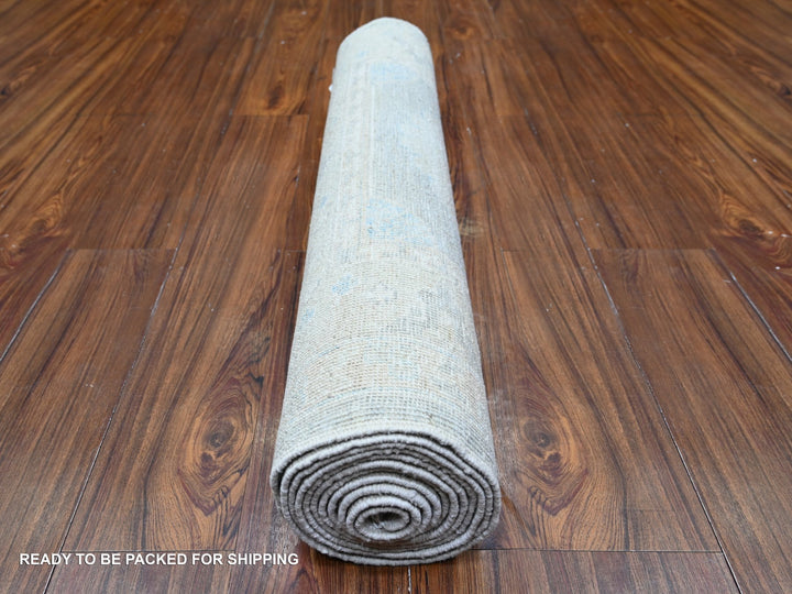 3'1" x 12'0" New Hand Knotted Ivory Wool Runner Oriental Rug - MOA10274961