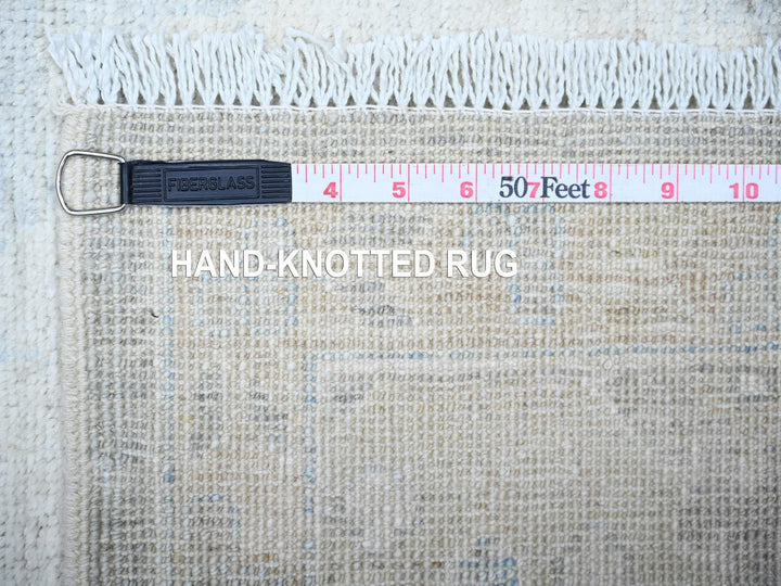 3'1" x 12'0" New Hand Knotted Ivory Wool Runner Oriental Rug - MOA10274961