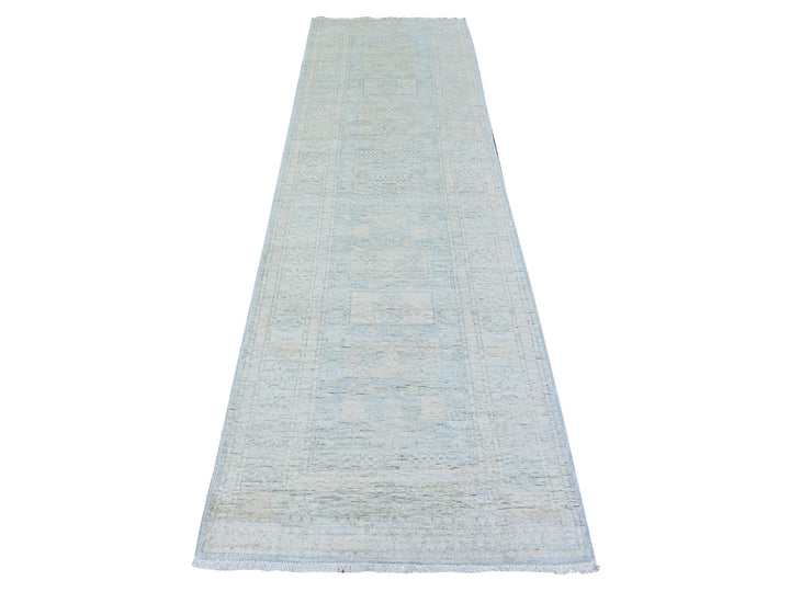 2'11" x 9'10" New Hand Knotted Grey Wool Runner Oriental Rug - MOA10274963