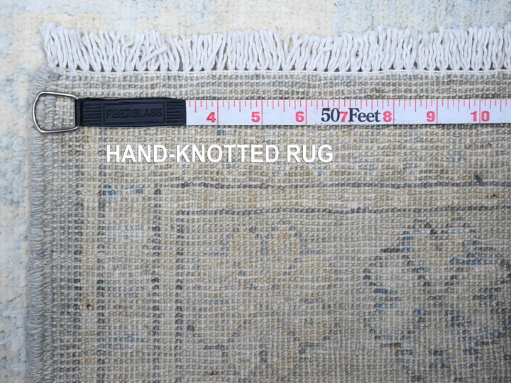 2'11" x 9'10" New Hand Knotted Grey Wool Runner Oriental Rug - MOA10274963