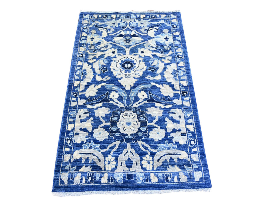 3'0" x 4'9" New Hand Knotted Blue Wool Rectangle Oriental Rug - MOA10274965
